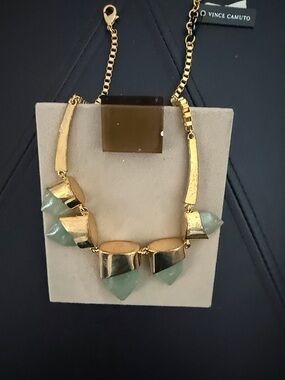 Vince Camuto Gold-Tone Necklace with Light Green Gem Accents